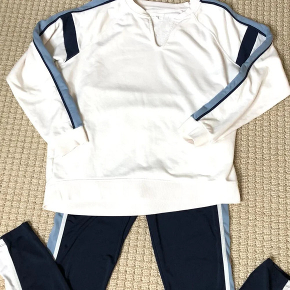Lou & Grey 2 Piece Sweatshirt & Legging Set, Sweatshirt Sm/Legging Lg/Blue&Cream - Picture 1 of 16